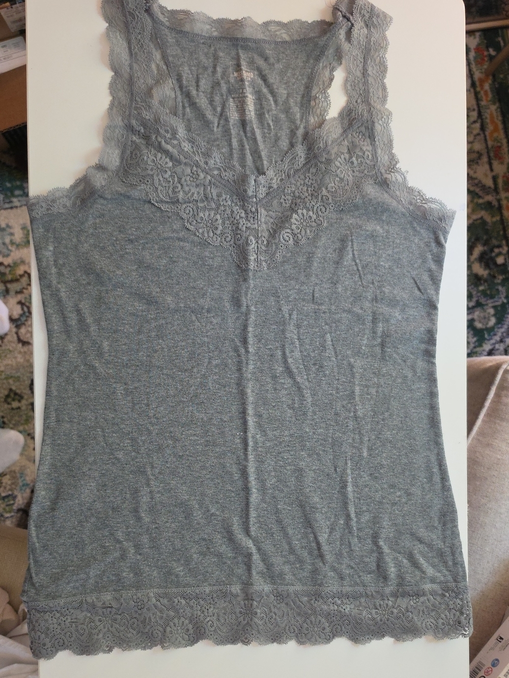Y2K XL Mossimo Supply Co. Gray Lace-Trim Tank Camisole